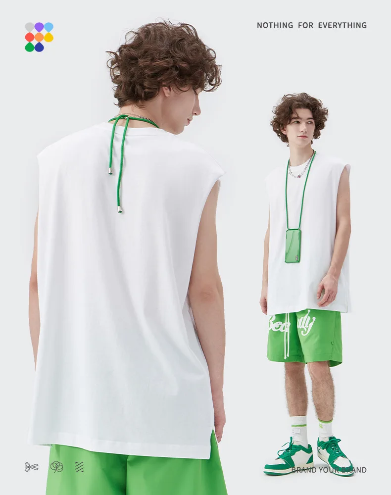 Summer Outfits 2022 Sports Blank Oversized Tee Sleeveless T-shirts Unisex Plain 100% Cotton Mens Gym Wear Loose Tank Top