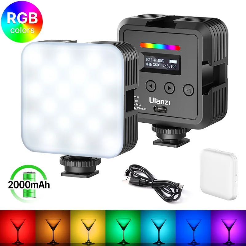 Светодиодная лампа Ulanzi VL61 RGB со встроенным литиевым аккумулятором, регулируемая портативная лампа для камеры Sony, Nikon, SLR