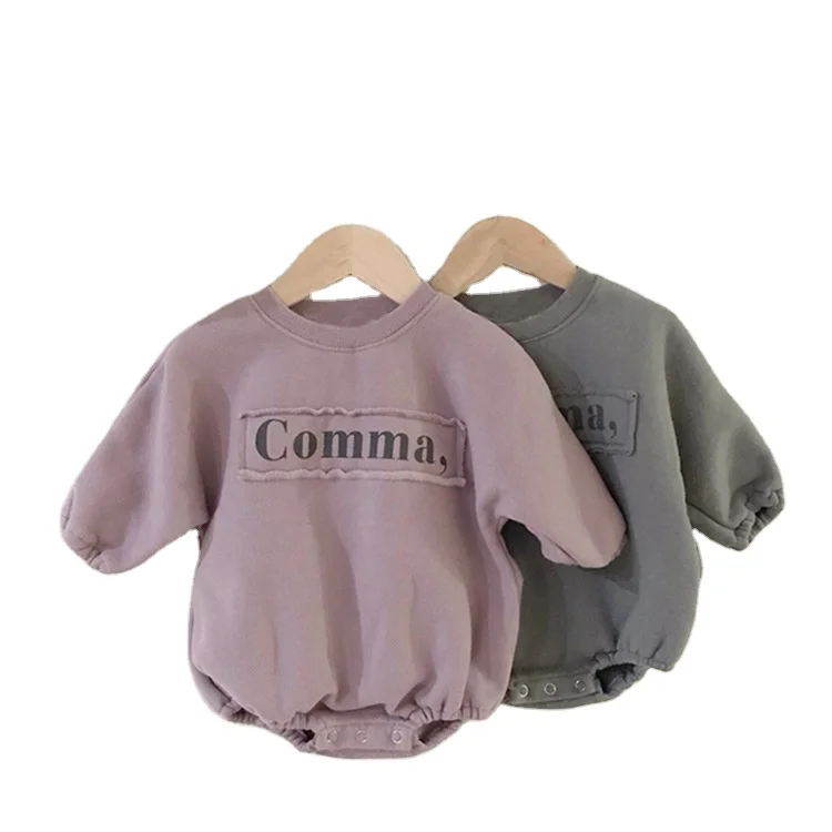 Spring and Autumn Pure Cotton Alphabet Printing Long-Sleeved Baby Girl Jumpsuits Custom Sweatshirt Sweater Girls Bodysuit