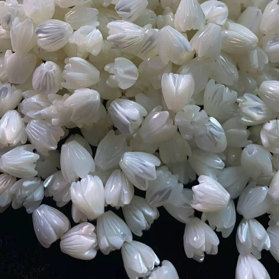 50PCS/BAG 7*8MM Vintage hawaiian jewelry white mother of pearl pikake flower jasmine beads