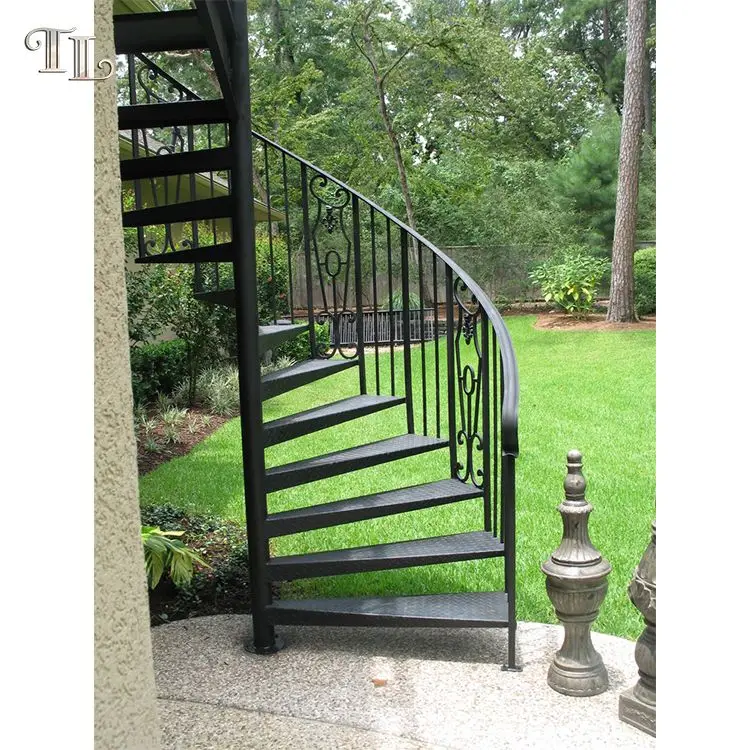 Wrought iron luxury staircase iron stair design metal indoor spiral staircase