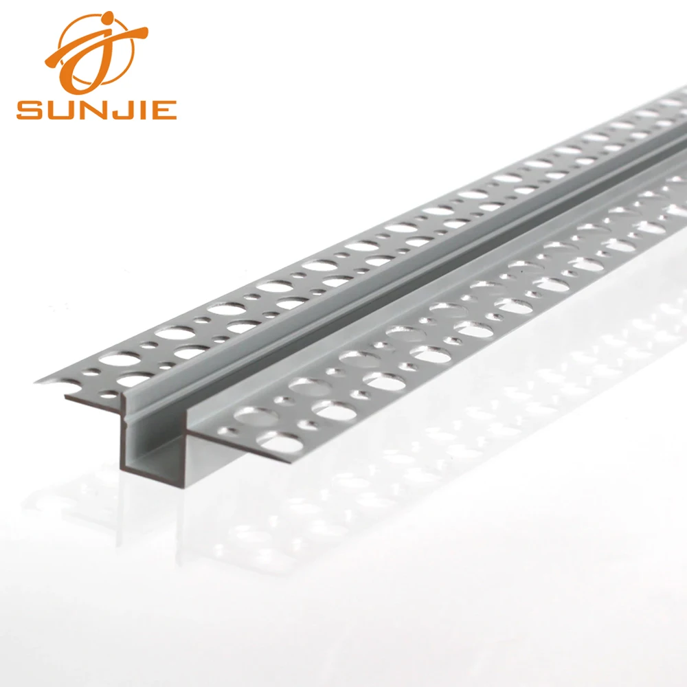 Drywall use plaster-in recessed aluminum mounting channel architectural gypsum plaster LED profile for rigid flexible LED strips