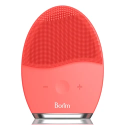 Borim Ipx7 Waterproof Ce Fcc Rohs Mini Portable Silicone Ultrasonic Vibrating Sonic Face Cleanser Brush Electric Facial Massager