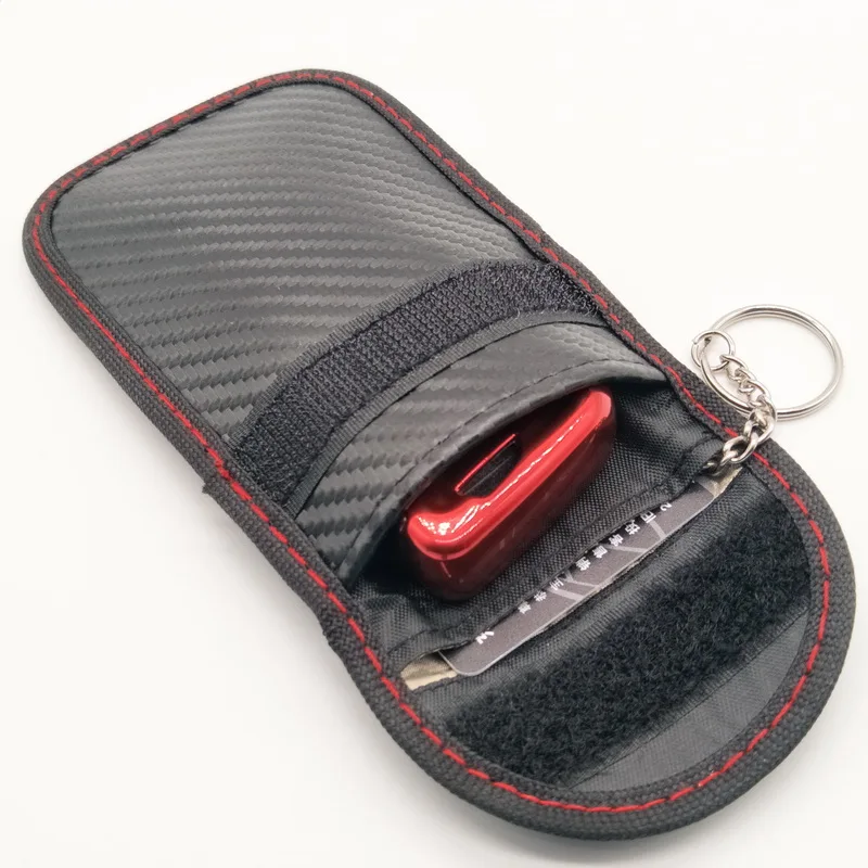 Carbon Fiber Pattern RFID signal Shielding Key case Faraday Bags Anti-theft Car Key Wallet Car Key signal Blocker