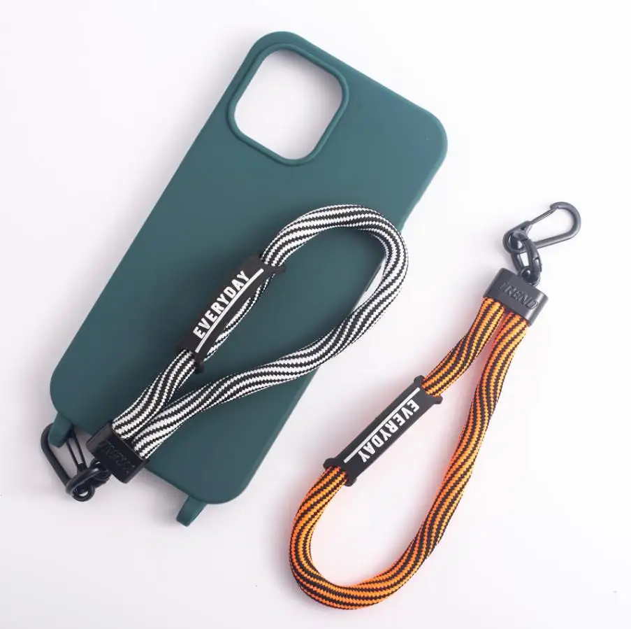 customized woven rope short lanyard Wrist strap phone case for water bottle mobile phone car keys card holder