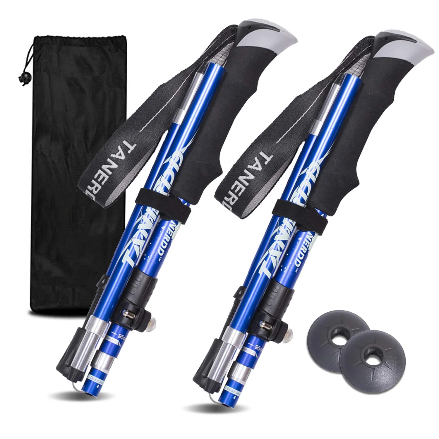 Collapsible Trekking Poles Foldable  Folding hiking pole aluminum Stick with Stable Twist Lock