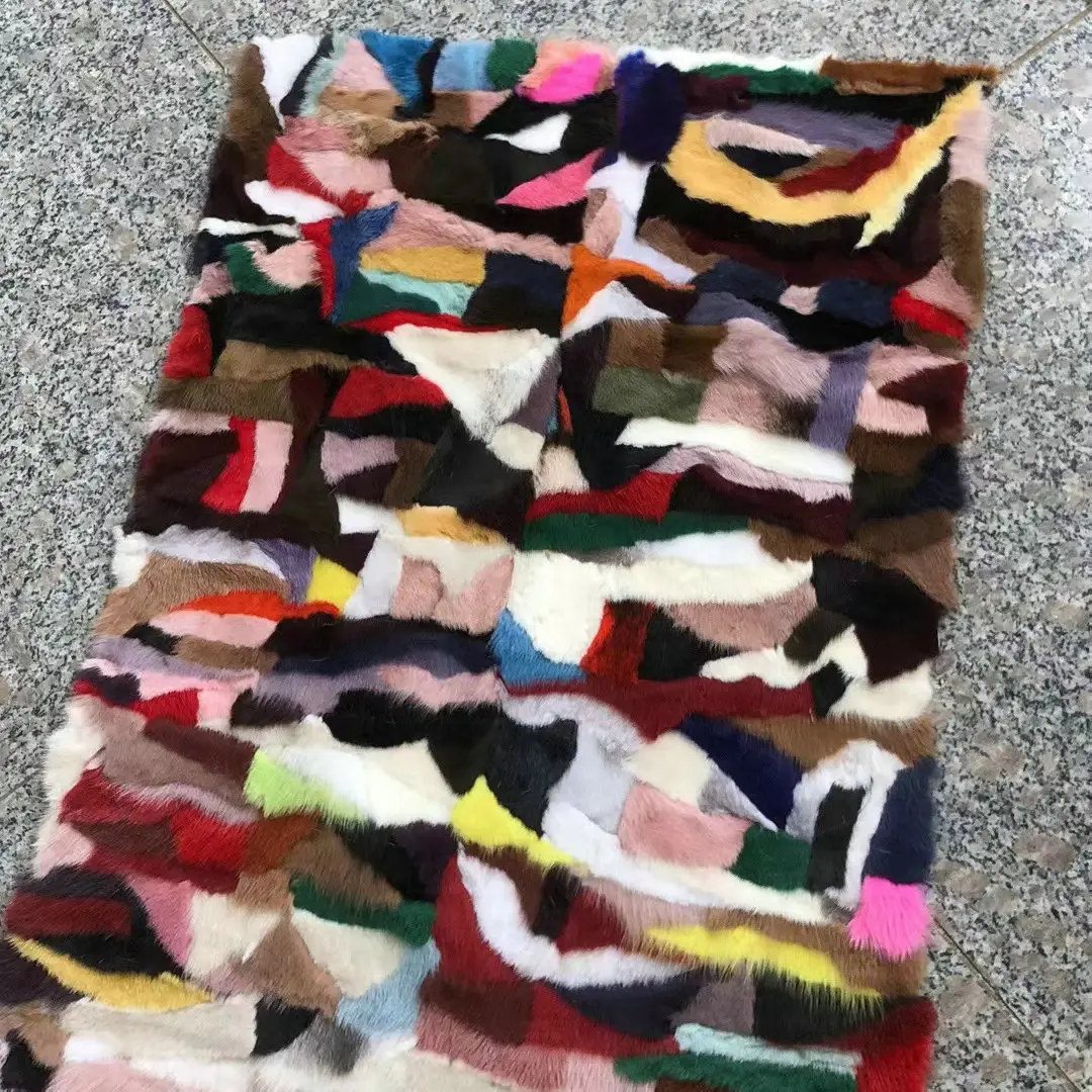 Professional Design custom any color  real mink fur Plates Animals Skin Blanket