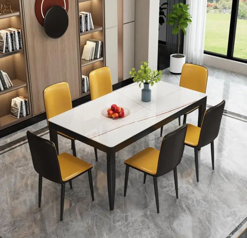 Северная Европа, роскошный современный простой Прямоугольный Обеденный стол и стул, комбинированный стол из закаленного стекла