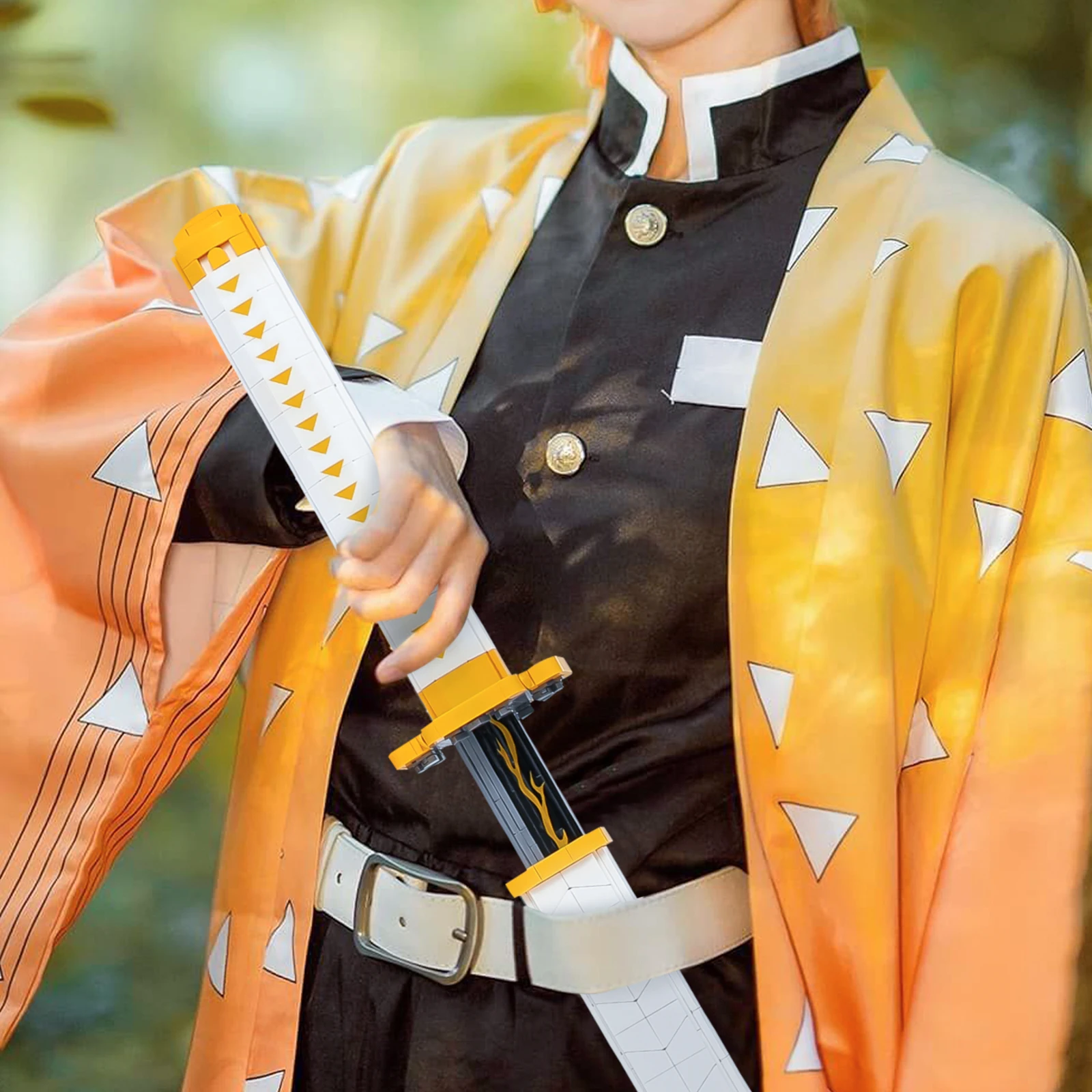 Anime Cosplay Demon Sword Building Blocks with Scabbard and Stand Holder, Katana Samurai Toy Sword Building Kit