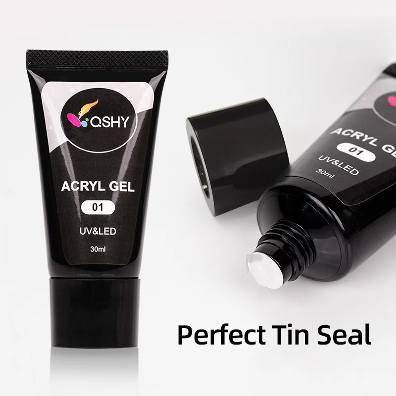 QSHY Private Label 30ml Glitter Nude Pink Clear Polygeling Acrylic Extension Hard Gel Solid Builder For Nail