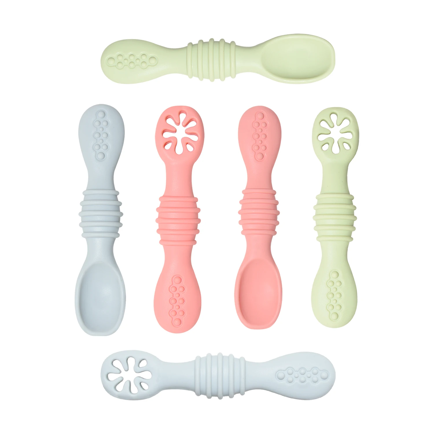 BHD BPA Free Soft-Tip First Stage Feeding Silicone Baby Training Weaning Spoons for Kids Toddlers Infants