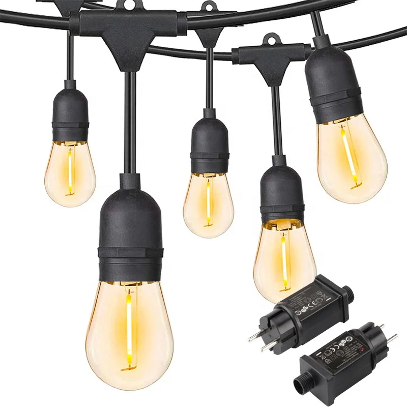 Edison S14 небьющиеся солнечные гирлянда IP65 Водонепроницаемый Открытый сад патио и кемпинг теплый белый светодиодный соединяемый класс