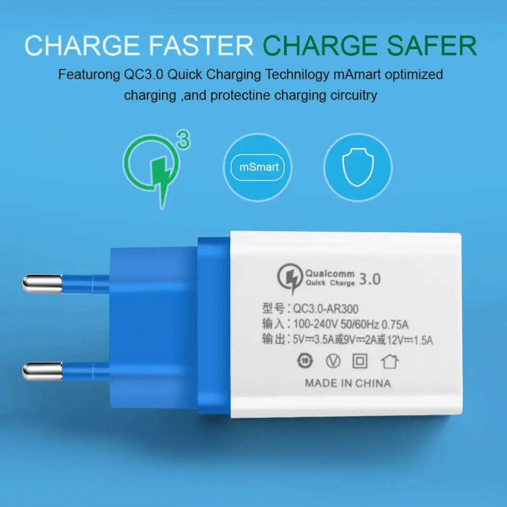  Wholesale QC 3.0 Quick Charge USB Charger 3.1A Home Fast Charging For Samsung S20 Note10 Huawei Xiaomi Single