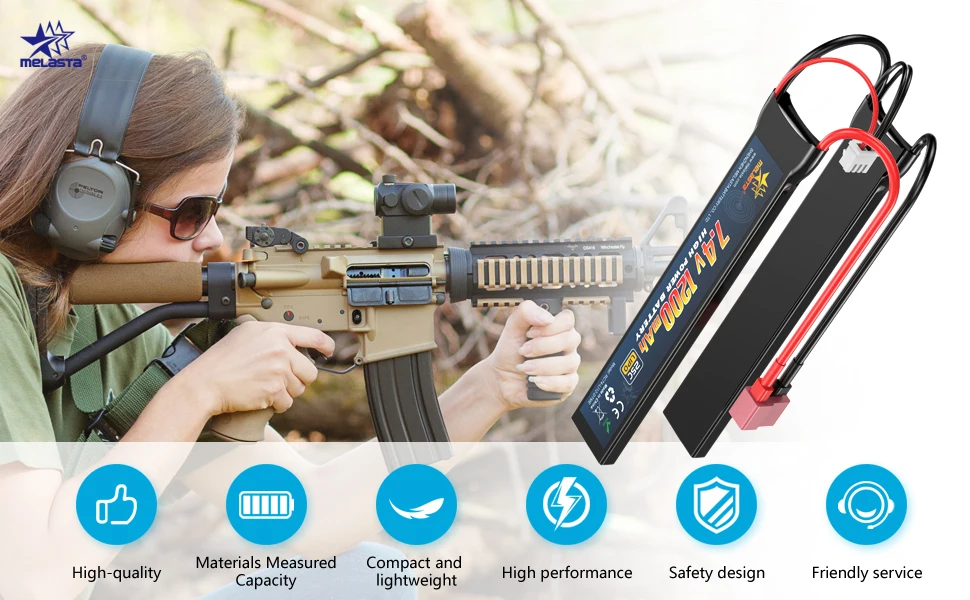 Melasta 7.4V 1200mAh NiMH RC Battery Pack with Deans T Plug connector, designed for Redcat Racing vehicles.