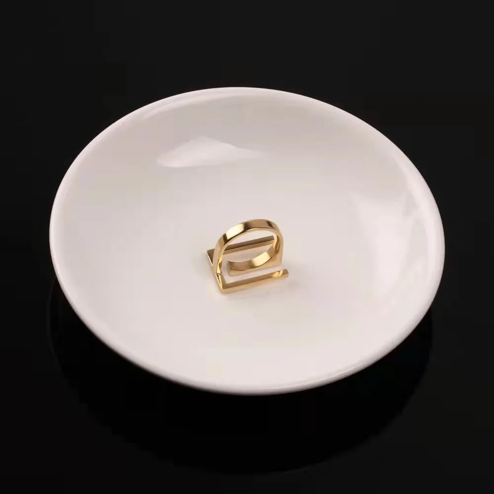 fashion 2020 minimalist korean geometric metal copper gold plated rings  designs for women