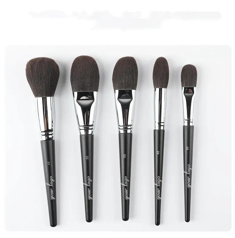 Профессиональный Бесплатный образец Пользовательский логотип супер мягкая одиночная черная ручка Кисть для макияжа