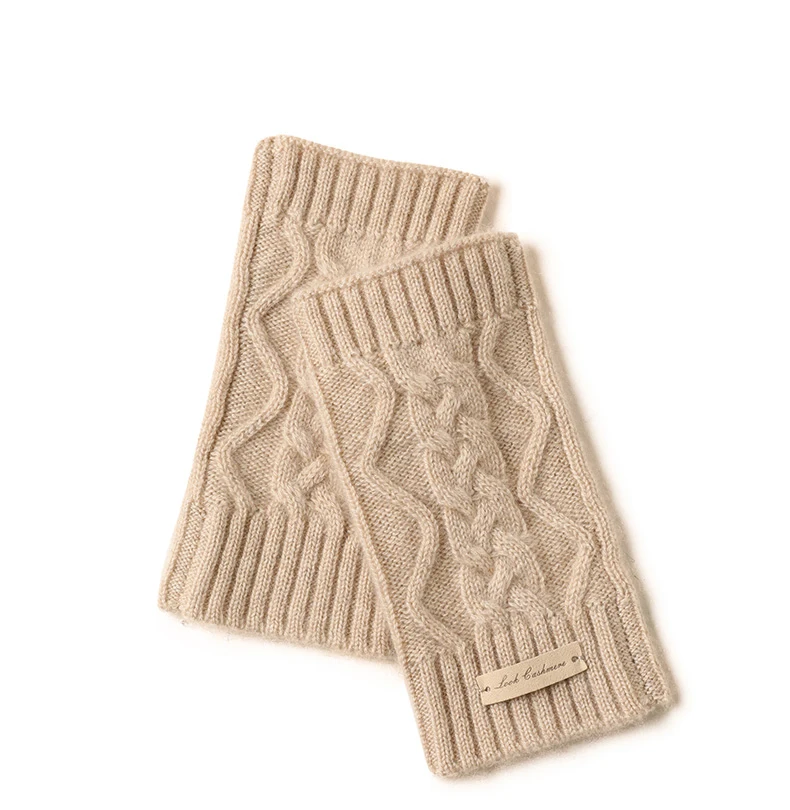 Luxury 100% Pure Cashmere Fingerless Gloves Mittens for Women for Outdoor Scenes