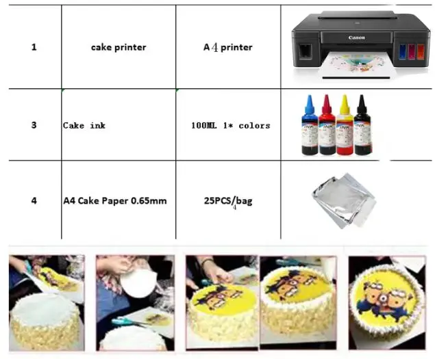 Edible ink inkjet printer for Canon A4 G1810/G1831/A3 IX6880 IX6870 cake candy coffee printing machine rice paper printer wholes