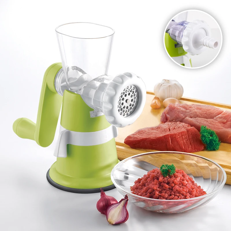 Innovative Design Plastic Suction Base Portable Manual Mincing Meat Grinder With Sausage Maker