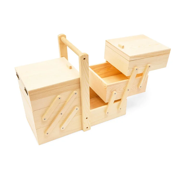 
Modern Style Solid Wood Furniture Natural Pin Cushioned Wooden Handcrafted Sewing Jewellery Box 