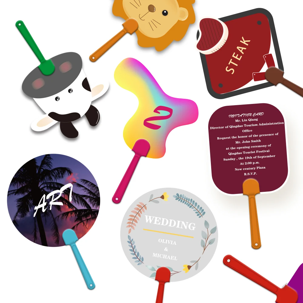 Customized logo printing PP Plastic fan for advertising and promotion summer cool hand fan for gift