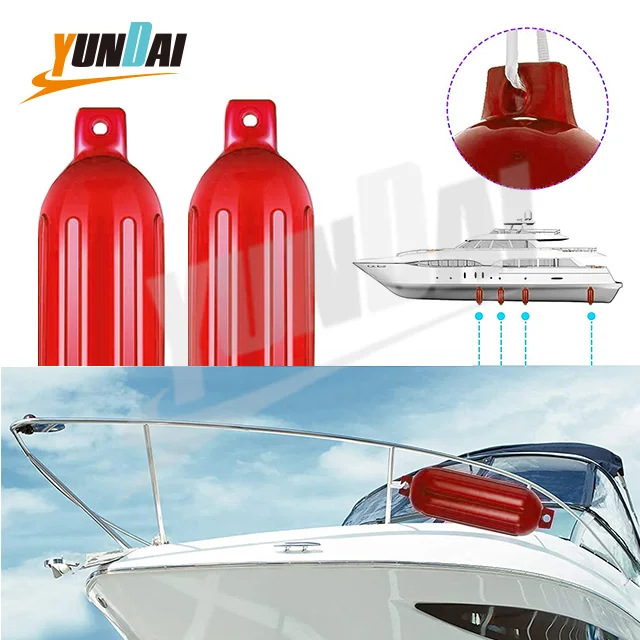 YUNDAI 4.5x16' Red 4 Pack Boat Fender PVC Floating Inflatable Yacht Buoy Fender