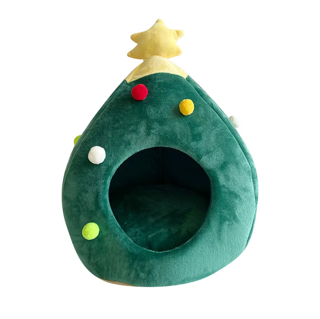 Cat Bed pet condos house Christmas Tree Covered Cave Washable Pet Sofa with Removable Cushion for Small Dogs Cats