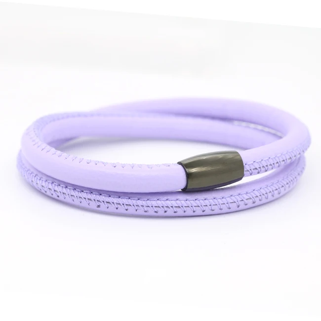 
fashion softer music show party stitch swen sheep leather bracelet men personalized bracelet wrap stainless clasp jewelry gift 