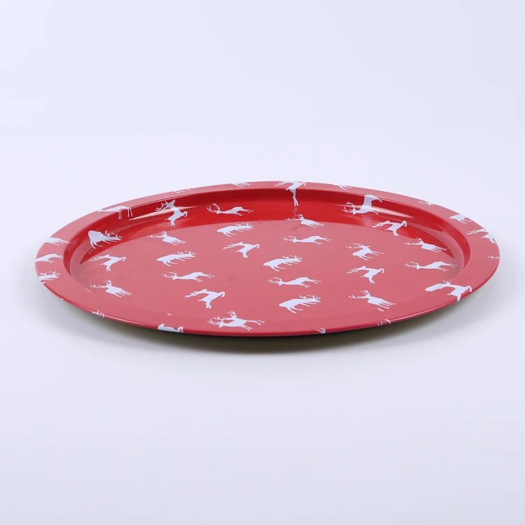 Wholesale round tin food tray fruit printed food tin tray