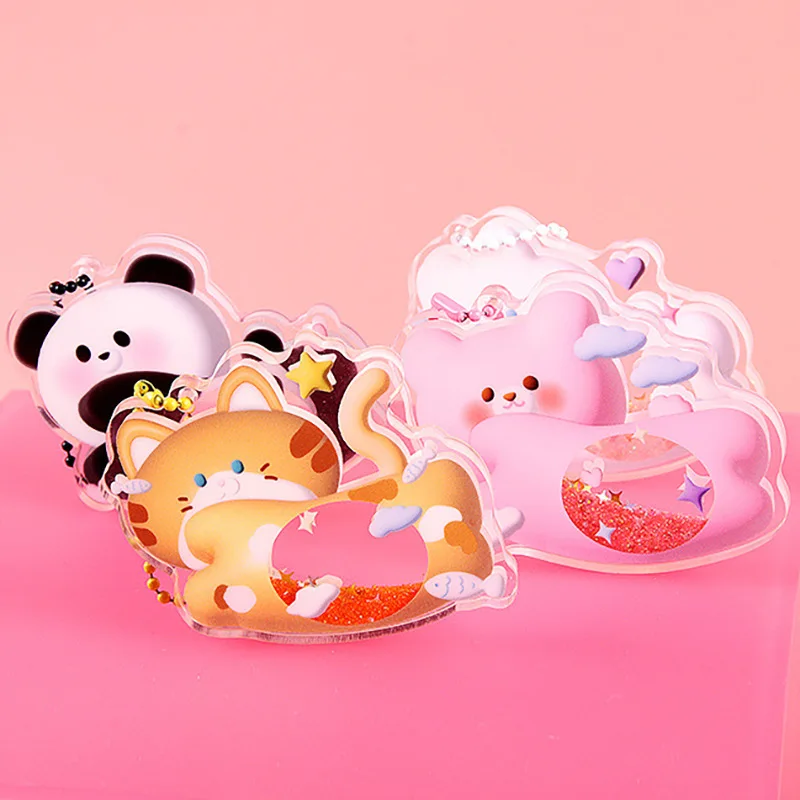 High Quality Custom Anime Acrylic Keychains Cartoon Figures Liquid Glitter Effects for Unique Collectibles