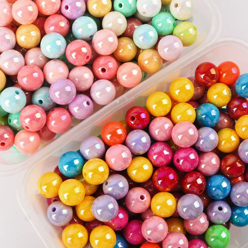 8-16mm Colour AB Charms Round Acrylic Beads Loose Spacer Beads for Jewelry Make DIY Handmade Bracelet Accessories