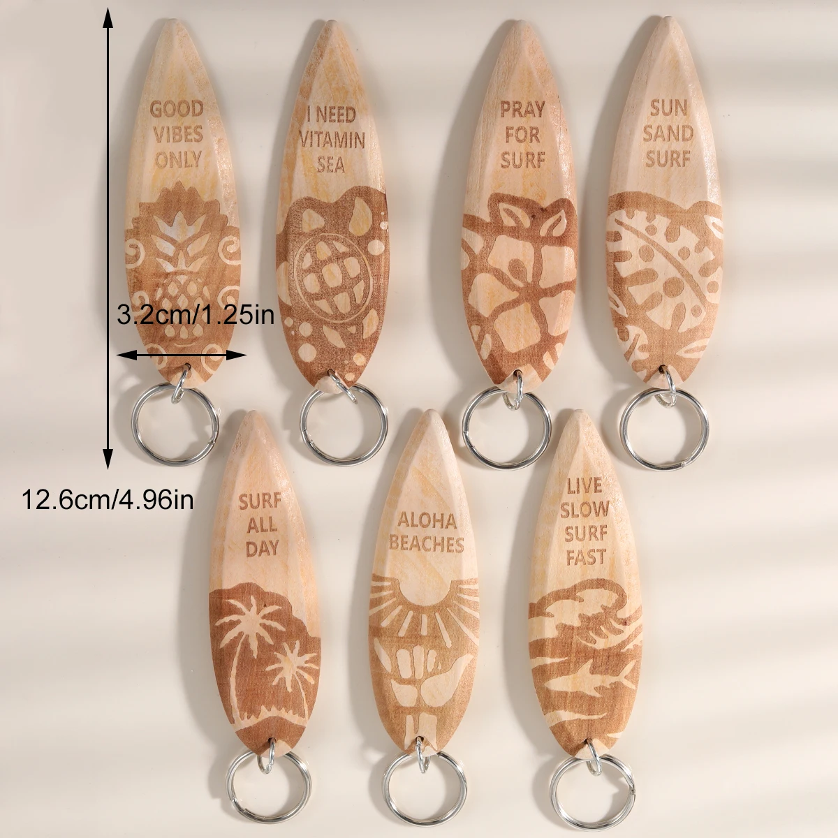 a set wooden Surfboard Keychains Fun Key Chains Beach Party Favor Purse Backpack Keychain Mini Surfboard Pendant