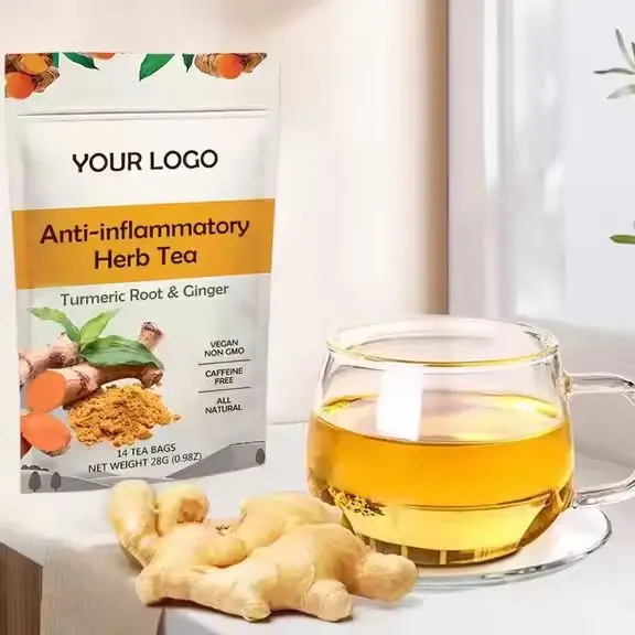 Ginger Turmeric Lemon Grass Triangle Herbal Fruit Tea Healthy Blooming Tea Bag Leaf-Used Bagged Style
