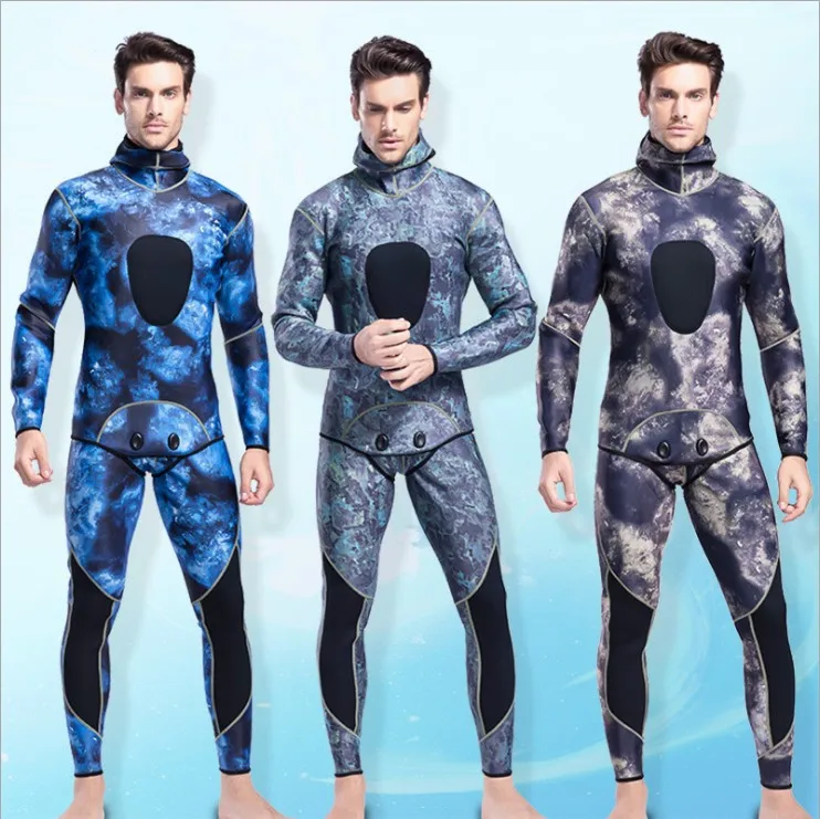 Smooth skin camo design spearfishing wetsuit spearfishing fins