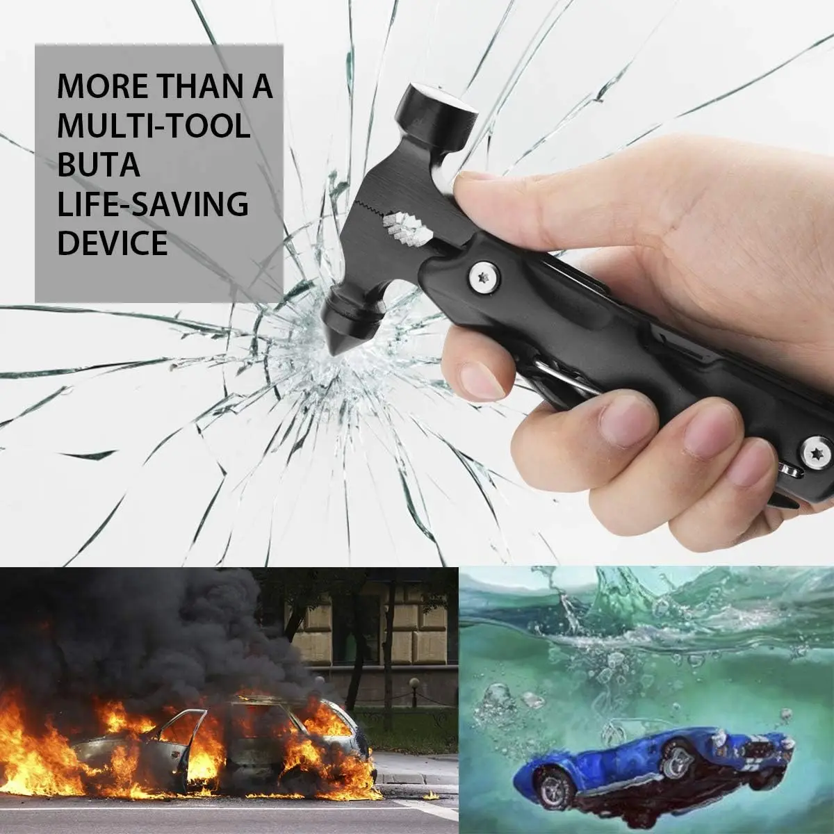 Hot Sell Multitool Hammer 12 in 1 Survival Hammer Multitool Emergency Escape Car Safety Fathers Day Christmas Gifts for Men Dad