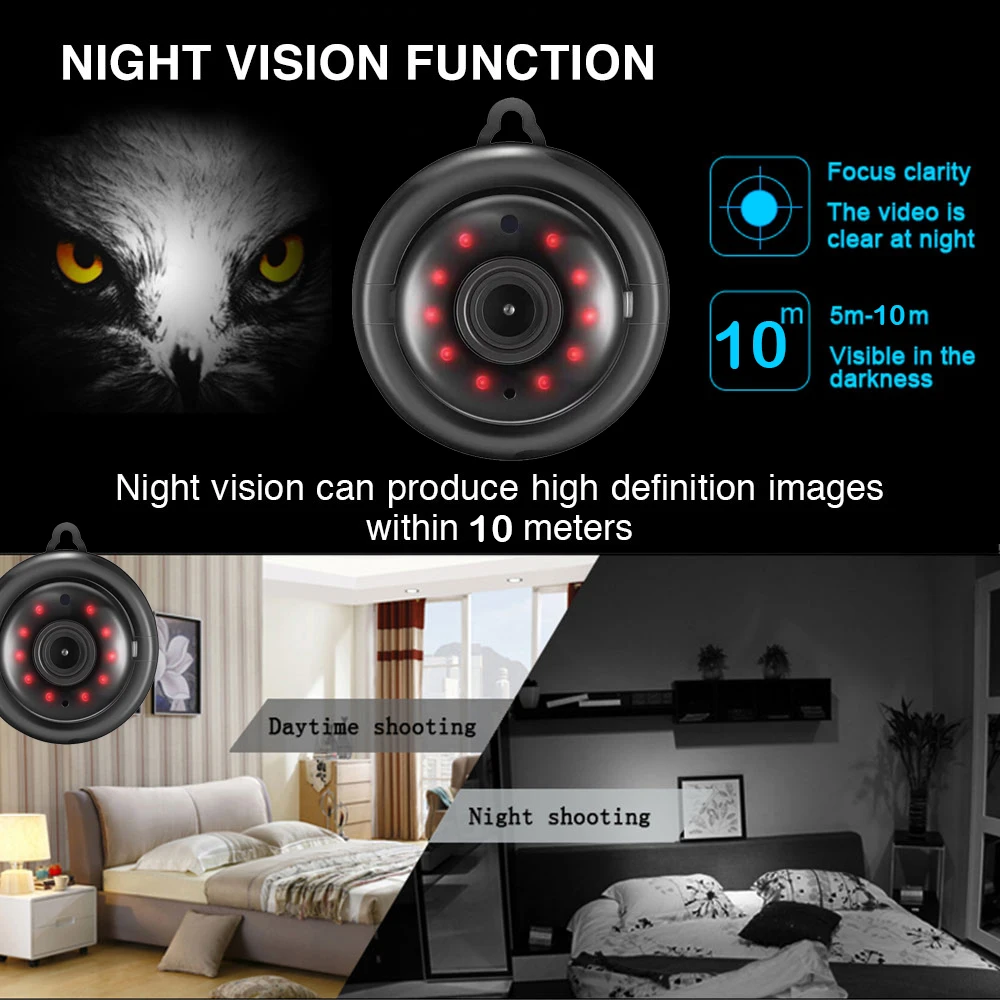 MINI  camera wifi Infrared Night Vision Hidden camera micro IP cameras video surveillance home security Two way audio wireless