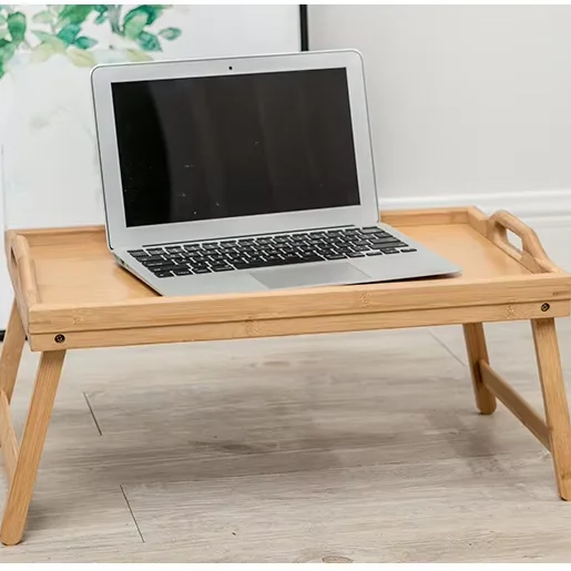 Custom Size 30*40cm Breakfast Bamboo Tray with Folding Legs Serving Tray for Laptop Table Bed Dishes & Plates