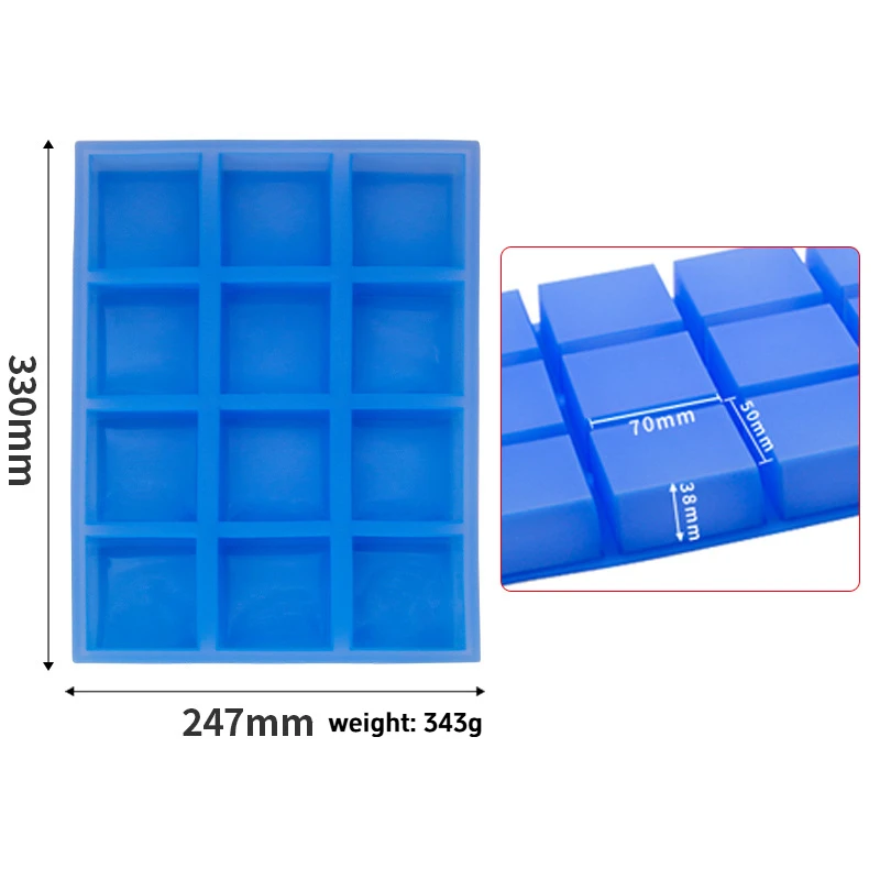 Wholesales Silicone Mousse Cake Tool 12 Cavities Square Silicone round Cake Baking Mold / Handmade Soap Moulds