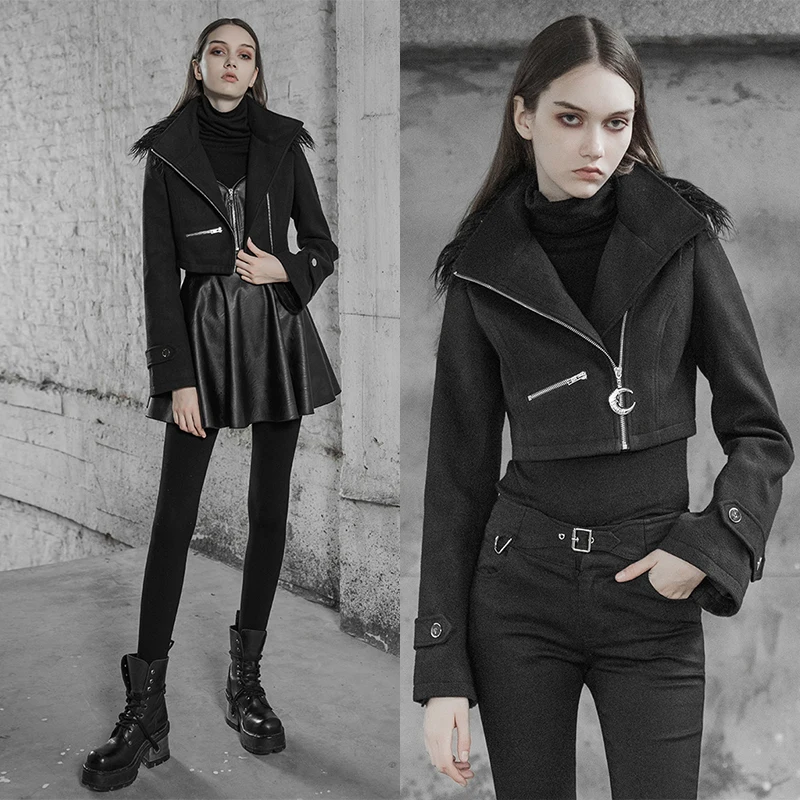 
OPY-379 PUNK RAVE women short mink coat Handsome short collar coat with collar 