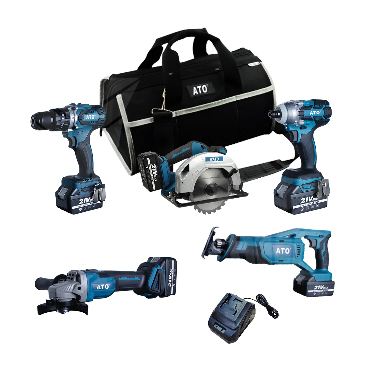 ATO power tools CB2004 lithium-ion battery 4 in 1 tools combo kits sets 15-pieces combo brushless cordless  reciprocating saw