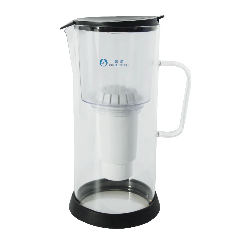Fast Filtration 3.5L glass carafe drinking water purifier PH 8.5 alkaline water filter pitcher jug with handle