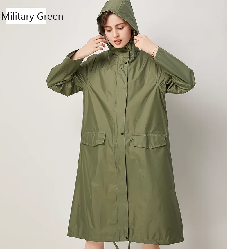 New fashionable trench coat style solid color printed raincoat for outdoor travel, suitable for adult men and women couples
