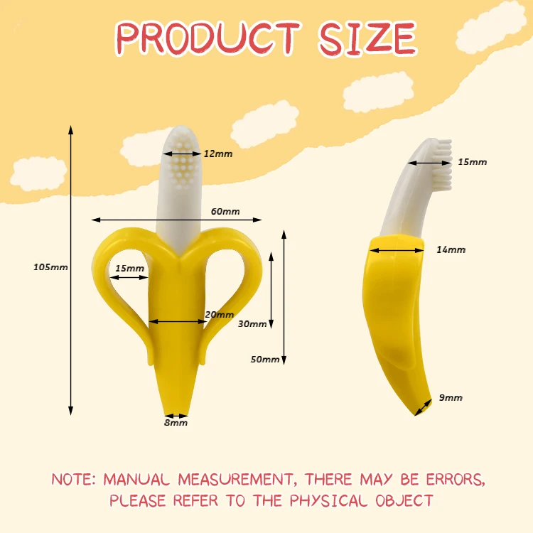 OBJ OEM/ODM Baby  Food Silicone Banana toothbrush Soft bristle toothbrush Baby grip toy Slow teether can be cooked