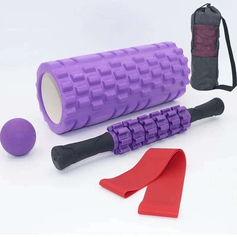 Factory Wholesale Fitness Support Custom Logo Deep Tissue 6 in 1 Muscle Massage Stick Hoop Band Foam Rollers Sets For Exercise