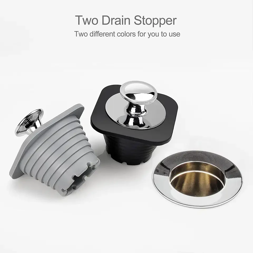 Bathtub Stopper Tub Drain Stoppers Made from silicone & stainless steel for Bathtub and Bathroom French Drain Pipe Freestandin