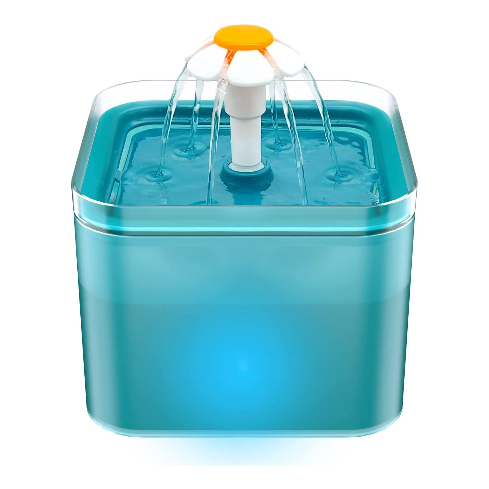 Cat Water Fountain 2L Ultra Silent Dog Fountain with LED Light Activated Carbon Filter Pet Water Fountain for Cats Small Dogs