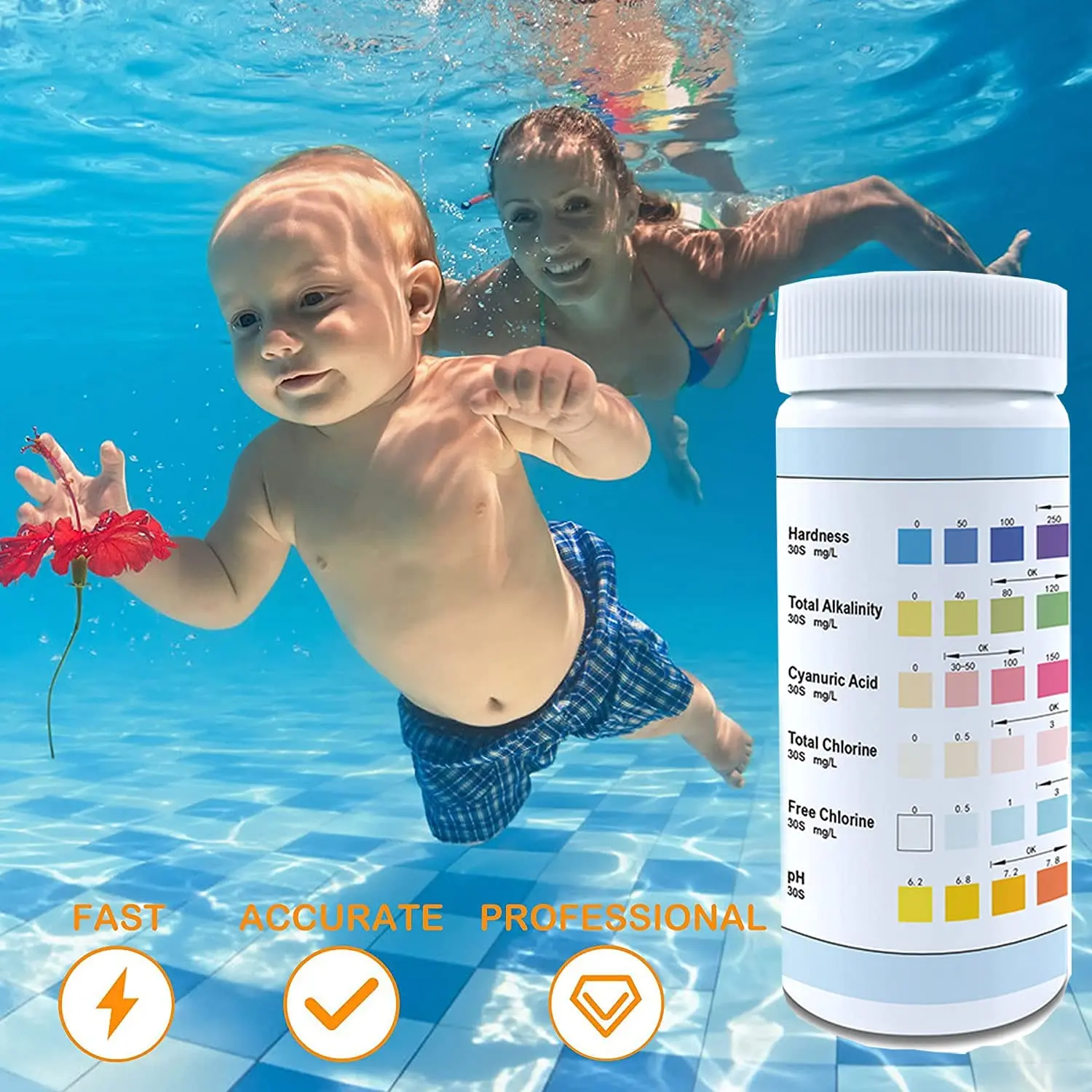 Chlorine Dip Test Strips Hot Tub SPA Swimming Pool Water PH Tester