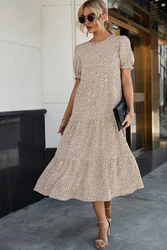 fall 2021 women clothes elegant floral casual puff sleeve high waist midi party dress woman long prom ladies fashion dresses