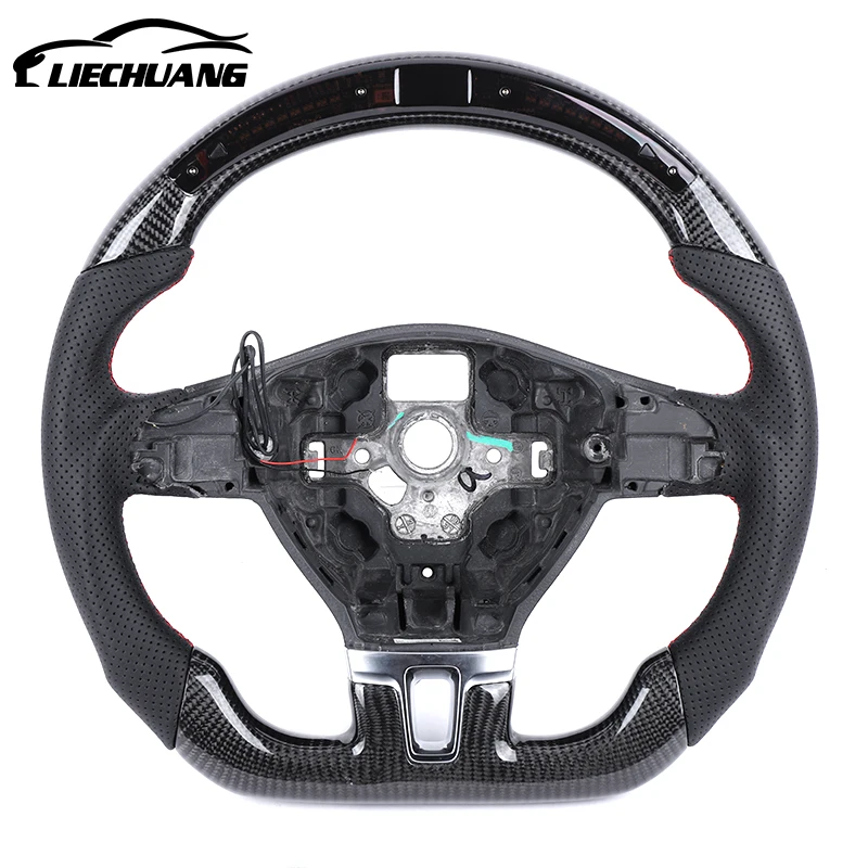 Custom Alcantar  carbon fiber LED steering wheel For V W CC Golf6 tiguan racing wheel convertible