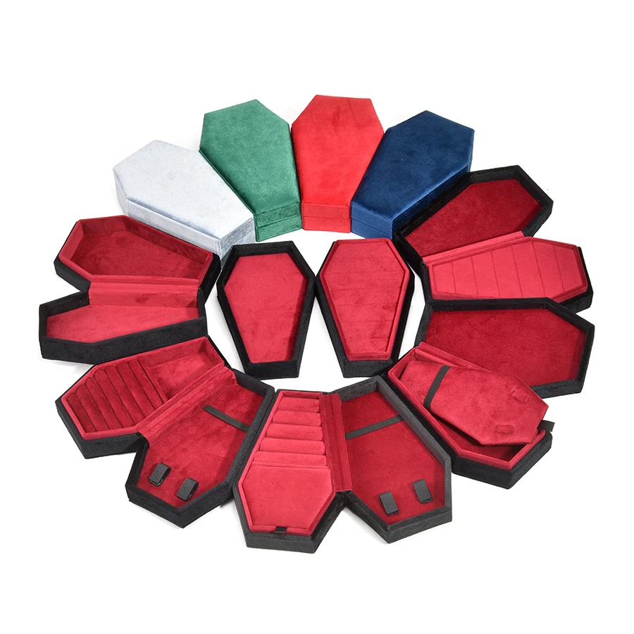 Gothic victorian design dark allure vampire trinket organizer goth gift giving travel black velvet gothic coffin jewelry box